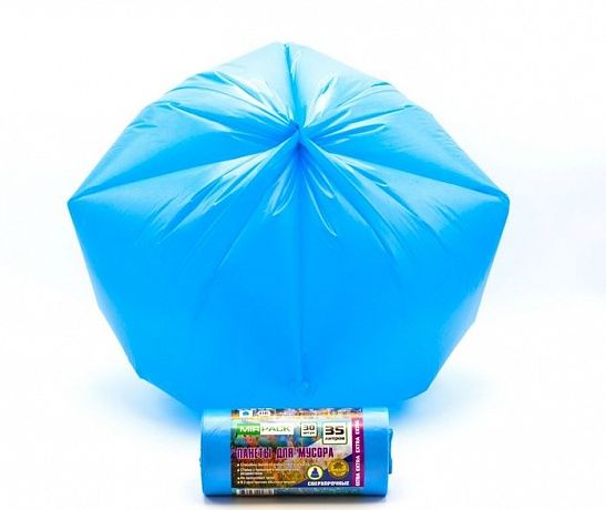 Мешки для мусора 35 литров, 12 мкм, ПНД, в рулоне 30 штук, синие, 50х64 см, EXTRA - Вид 3